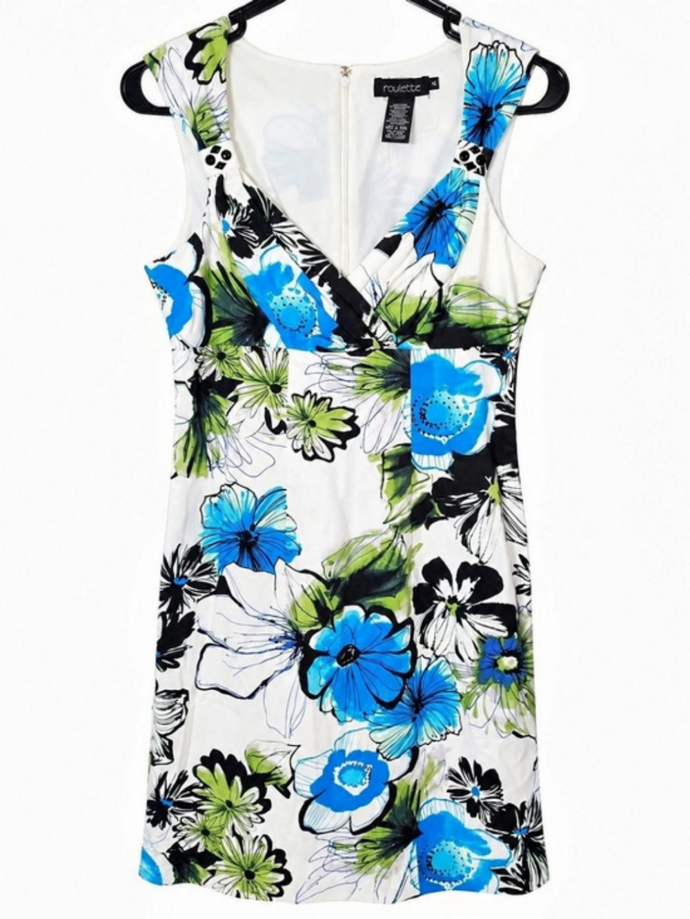 Roulette Floral Sheath Dress in White & Blue Floral | Size 4 | Like New